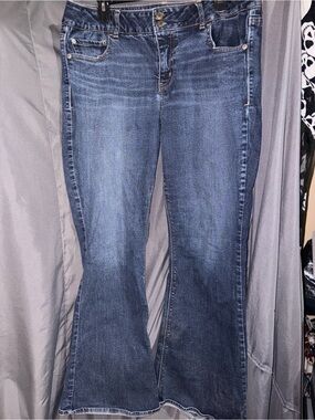 American Eagle Outfitters Women's Dark Wash Flare Jeans 16 Short